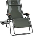 PORTAL Zero Gravity Oversized, Folding Reclining Patio, Full Padded Outdoor Foldable Lounge Chair with Adjustable Headrest, Support 350 LBS, Green