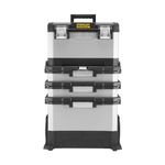 STANLEY FATMAX Rolling Workshop Toolbox, Heavy Duty Metal Latch, 4 Level Workstation with Portable Tote Tray with 2 Drawers, 1-95-622