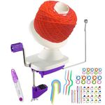 Yarn Ball Winder, Convenient Purple Yarn Winder for Yarn, Ball Winder Combo with Easy Installation for Yarn Storage + 53 Pieces Stitch Knitting Needles + 1 Pieces scissors