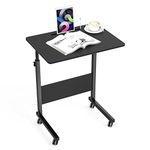 SogesGame 23.6 inches Side Table with Wheels,Snack Side Table with Castors Mobile End Table Easy to Assemble for Laptop, Black, 05#3-60BK-S8-CA