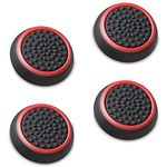 Fosmon Silicone Thumb Stick Analog Controller Grip Caps (4 pack / 2 Pair) Compatible with PS4, PS3, Nintendo Switch, Wii U, Wii Nunchuck, and Xbox 360 Gamepads - Black/Red