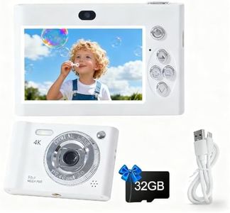 Digital Camera with Dual Screen,Autofocus 4K 48MP Vlogging Cameras for Photography with 32GB Card,Point and Shoot Kids Cameras,16X Zoom,Anti-Shake,Present for Kid Teen Beginner. (White)