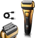 Gertzy Electric Shaver for Men Face, Men's Razor, Cordless Beard Foil Shavers with Pop Up Trimmer, Wet Dry Waterproof Rechargeable Type-C Charging, LED Display (Gold)