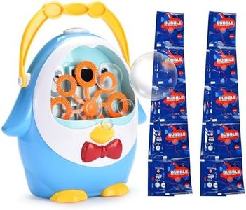 Kidzlane Penguin Bubble Machine for Kids - Made of Durable Plastic - Blows 500 Bubbles Per Minute, Quiet Low Sound Motor - Requires 6 AA Batteries -Safe and No-Spill Bubble Maker for Kids - 3 Years Up