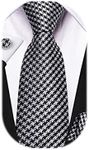 Dubulle Ties for Boys Self Tie Silk Paisely Striped Kids Necktie and Pocket Square Set for Age 8-14, Black White Mix