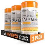 AWOW Professional Refreshing Citrus Scented Cotton CPAP Mask Cleaning Wipes, Natural Formula, 186 Wipes (3 Canisters)