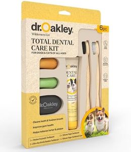 Dr. Oakley Total Dental Care Kit for Dogs & Cats: Chicken Flavor -Toothpaste, Brushes, and Case, Natural