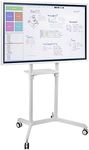 Mount-It! Mobile TV Cart & Digital Whiteboard/Flipchart Cart | Compatible With Samsung Flip (WM55H) and Microsoft Surface Hub 2S | Landscape to Portrait Rotation | VESA Compatible Up To 600x400, White