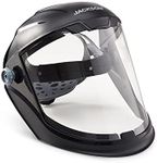 Jackson Safety,Black 14200 Maxview Premium Full Face shield/Face Guard clear tint, visor face protection and ratcheting headgear