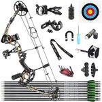 SHARROW Archery Compound Bow Kit 30-70lbs Aluminum Alloy Adult Hunting Bow with All Bow Accessories and Carbon Arrows for Outdoor Shooting (Camo+Arrows)