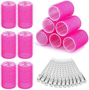 Hair Curlers Rollers, 12Pcs Hair Rollers Hair Curlers Self Grip Holding Rollers with 12 Pcs Hair Clips for Long Medium Short Thick Fine Thin Hair Bangs Volume