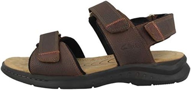 Clarks Men's Hapsford Creek Fisherman Sandal, Brown Tumbled Leather, 12 US