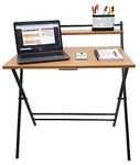 TEKAVO Particle Board Desk; Folding Table, Folding Desk for Home and Office, Small Folding Table for Office Work and Work for Home (Matte Finish, Beige) | DIY