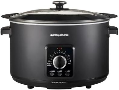 Morphy Richards 6.5L Easy Time Slow Cooker, Automatic Heat Settings, Keep Warm Mode, Hob Proof, Countdown Indicator, Dishwasher Safe Pot, Matte Black, 461021