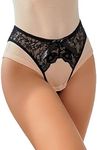 OYOANGLE Women's Floral Lace Mid Rise Briefs Thong Breathable Lingerie Panty Underwear Black XL