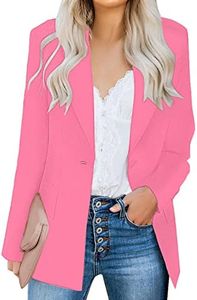 luvamia Women's Casual Long Sleeve Lapel Button Slim Work Office Blazer Jacket Hot Pink Blazer Women Sachet Pink Size Large Size 12 Size 14