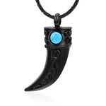 constantlife Retro Wolf Teeth Cremation Necklace for Ashes Stainless Steel Pendant Memorial Urn Jewelry Ashes Holder (Black)