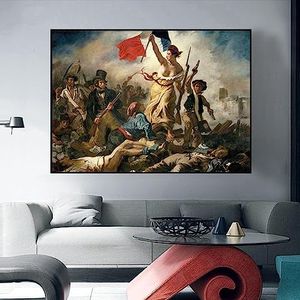 Dittelle Artiste Eugene Delacroix Liberty Leading The People Affiche Toile Peinture Révolution Française Marianne Wall Art Home Decor 40x60cm Sans Cadre