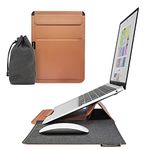 IMMOOWWI Slim Foldable Laptop Sleeve with Portable Stand and Mousepad, Thin Carrying Waterproof Shock Resistant Case for 13-13.3 inch MacBook Air/Pro, Dell, HP, Thinkpad, Asus, Chromebook, Brown