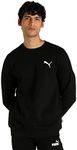 PUMA Men's Essential Small Logo Fleece Crew, Black/Cat, M