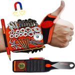 2 Magnetic Wristbands with Flashlight and Tape Measure – Screw, Drill Bit, and Nail Holder with 20 Strong Magnet Pieces Increases Convenience for DIY, Carpenters, Mechanics, and More by MEBTOOLS