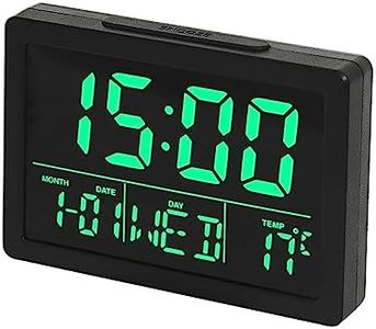 Lancoon Electronic Alarm Clock, Clear LCD Screen Time Date Week Temperature Display Snooze Function 8 Ringtones Volume Brightness Adjustable for Desk Bedroom Living Room (Green)