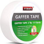 Premium Grade Gaffers Tape, Heavy Duty Non-Reflective Matte No Residue Gaff Main Stage Tape,Electrical Tape,Duct Tape for Photographers,Waterproof Gaffer Tape (2 Inch X 10 Yards, White)