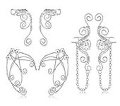 YADOCA 3 Pairs Elf Ear Cuffs Fairy Clip On Earrings Wing Cuff Wrap Earring Handmade Filigree No Piercing Earrings for Wedding Halloween Costume Cosplay Gifts