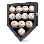 flybold Baseball Display Case Baseball Holders for Balls Display Baseballs 12 Pack Wall Display Box 92% Clear Antifade UV Protection with Gold Locks for ​Homerun Autograph Ball Extra Large Black