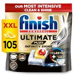 Finish Ultimate Plus Infinity Shine Dishwasher Tablets bulk | Scent : Lemon | Size: 105 Dishwasher Tabs |For Unbeatable* Clean and Diamond Shine