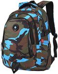 MATMO Large Capacity Waterproof Camouflage Student Backpack School Bag Blue L