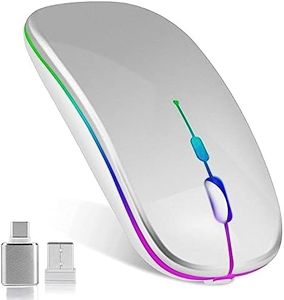 Ufanore Wireless Bluetooth Mouse, Rechargeable Slim Computer Mouse with Dual Mode (Bluetooth and 2.4G), USB C Mouse for Mac Mice, Compatible with iPad, iPhone, Laptop, MacBook, Windows(Silver)