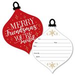 Red and Gold Friendsmas - Shaped Fill-in Invitations - Friends Christmas Party Invitation Cards with Envelopes - Set of 12