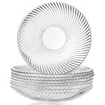 Fasmov 8 Pack 8.5 Inch Glass Salad Plates, Fruit Plate Dessert Plate Bread Dish Plates Wedding and Party Plates, Dishwasher Safe Plates