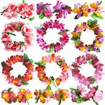 Hawaiian Leis Headband Luau Party Garland Dance Artificial Flowers Head Loop Headpiece 18 Pack