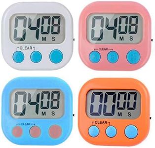 RUNTIM Digital Kitchen Timer, Big Display Screen, Loud Alarm, Strong Magnetic Backing Stand for Cooking Baking Game Kids Teachers Timers, Minute Seconds Count Up Countdown and Simple Operation(4 Pack)