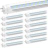 JESLED T8 4FT LED Type A+B Tube Light Bulbs, 24W 6000K, 3200LM Super Bright, Plug and Play or Ballast Bypass, 48 Inch LED Replacement for T10 T12 Flourescent Tubes, Dual-end Powered, Clear(12-Pack)