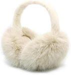 RUIKUNA Women Winter Ear Muffs Fluffy Faux Fur Earmuffs Foldable Ear Warmer Girls Soft Ear Covers (A-khaki)
