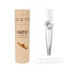 Alnicov Metal Kazoo,Aluminum Alloy Kazoo with 5 Kazoo Flute Diaphragms and a Beautiful Box for Musical Instrument Ukulele Guitar Partners(Silver)