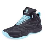 Bacca Bucci Men Courtflex Basketball All Court High Top Shoes Basketball Shoes/Sneakers With Adaptive Cushioning & Breathable Upper -Black, Size Uk9