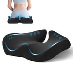 BRO Extra Large Coccyx Cushion, Ergonomic Seat Cushions for Tailbone Pain Relief, Memory Foam Chair Sciatica Cushion for Office Chair, Home, Car, Non-Slip Pressure Relief Pad, Black