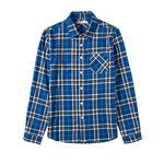 Tronjori Boy's Long Sleeve Button Down Woven Shirt(14,DK Blue Plaid)