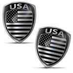 Biomar Labs® 2 x 3D Domed Silicone Badge Stickers Decal Emblem Car Motorcycle Helmet USA United States of America American Star Silver National Flag F 158