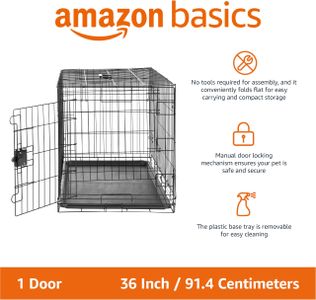Amazon Basics Large Dog Crate – Metal Pet Kennel Cage
