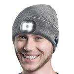 Ocatoma Unisex Toque Bluetooth LED Beanie Music Hat with Light,Gift Idea for Dad Boyfriend Him Teen Boys Gifts for Men Women Grey