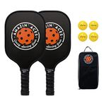 Amazin' Aces Pickleball Paddle Bundle | Set Includes Two Graphite Paddles + Four Balls + One Mesh Pickleball Carrying Bag | Classic Rackets Feature Graphite Face with PP Honeycomb Core