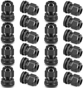 Nylon Cable Gland, NineLeaf Waterproof IP66 Adjustable Locknut for 6-12mm Cable Diameter,Cable Glands Joints with Gaskets (20 pcs), Black
