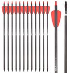 NIKA ARCHERY 15 Inch Crossbow Bolts Carbon Arrows Suitable for EK Cobra System RX Bow Hunting Outdoor Shooting 12 Pieces
