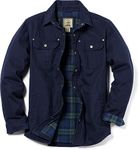 CQR Men's Twill All Cotton Flannel Shirt Jacket, Soft Long Sleeve Shirts, Flannel Lined Outdoor Hunting Shirt Jackets