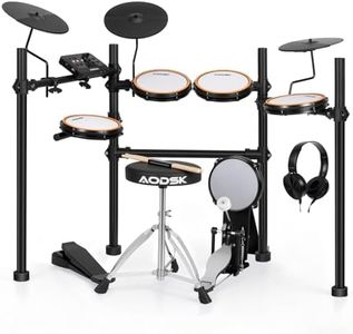 AODSK Electric Drum Set with Quiet Mesh Pads,Electronic Drum for Beginner,USB MIDI,Throne,Headphones,Sticks, Included 40 Kits and 450 Sounds